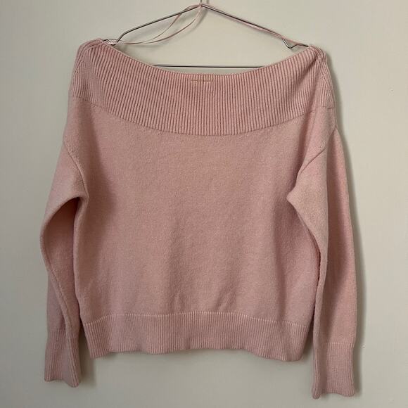 Anthropologie MOTH Off the Shoulder Boat Neck Light Pink Sweater Size XS - Picture 1 of 16